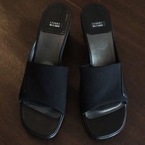 Stuart Weitzman Black Micro Stretch slip on shoes